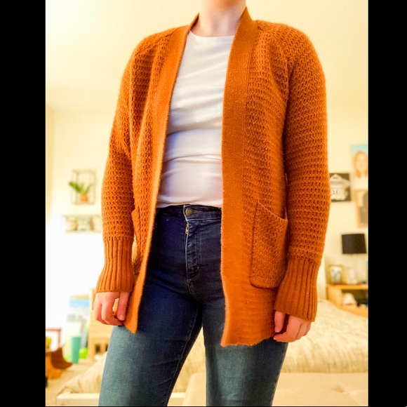 rust cardigan sweater